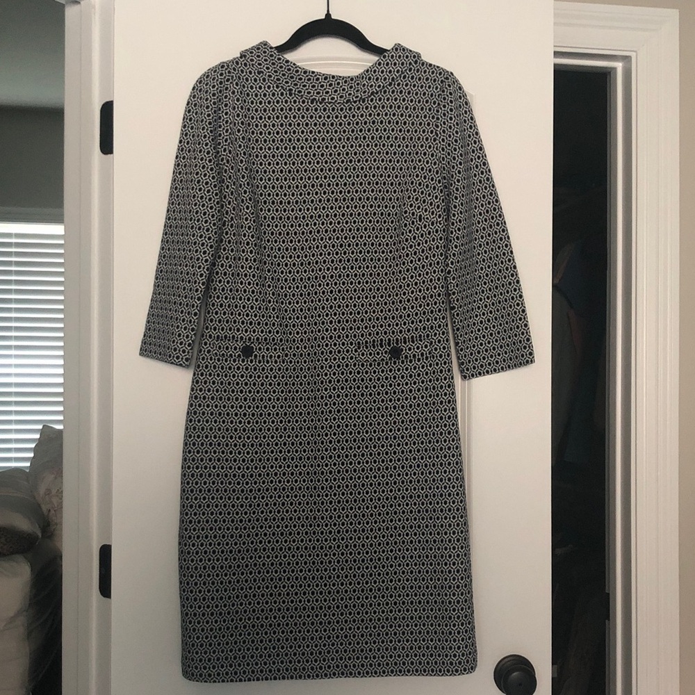 Boden Geometric knit dress 8 preppy office